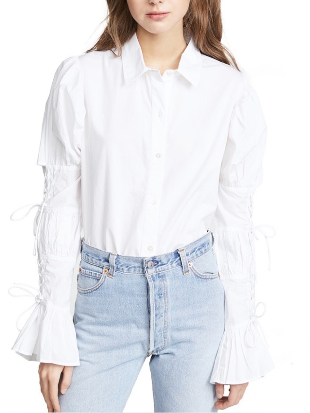 Frame white button down with peplum sleeve Cotton XS